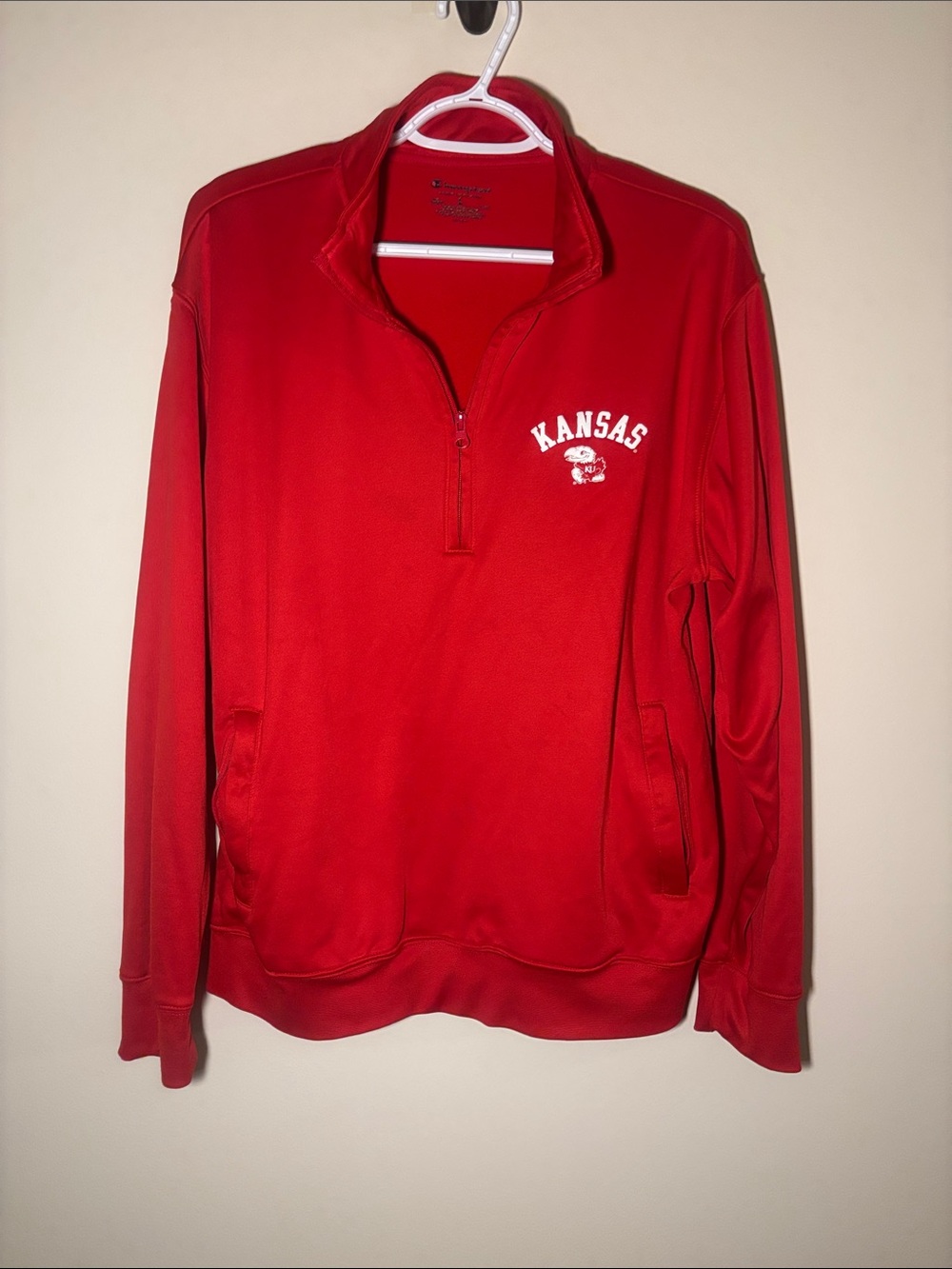 Champion Red Kansas Jayhawks Quarter-Zip Pullover